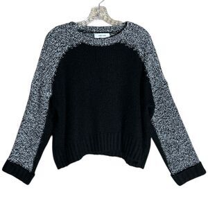John + Jenn Black and Marled Gray Crew Neck Sweater
